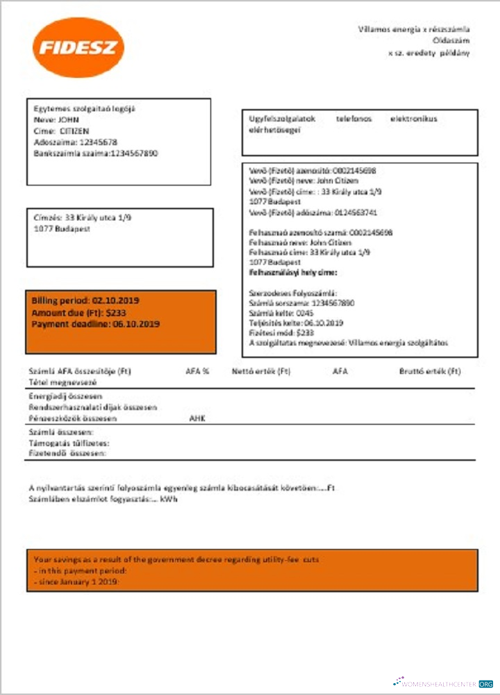 download download Hungary FIDESZ easy to fill utility bill